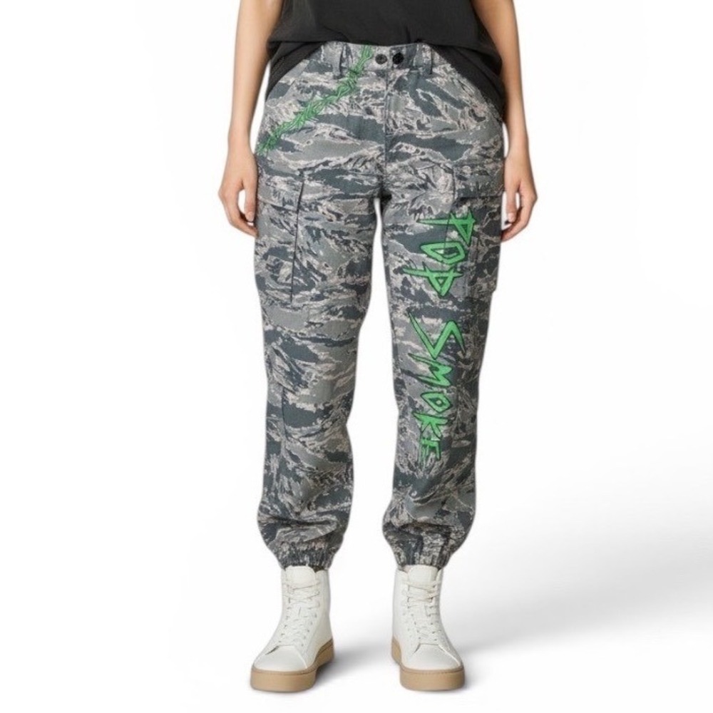 Camo Joggers Pop Smoke Rap Upcycled Air Force‎ Airman Battle Button Fly Size 10R